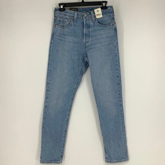 Levis 501 Womens 27x28 Light Wash Denim Skinny High Rise Jeans Stretch OS24-19 - Picture 2 of 12